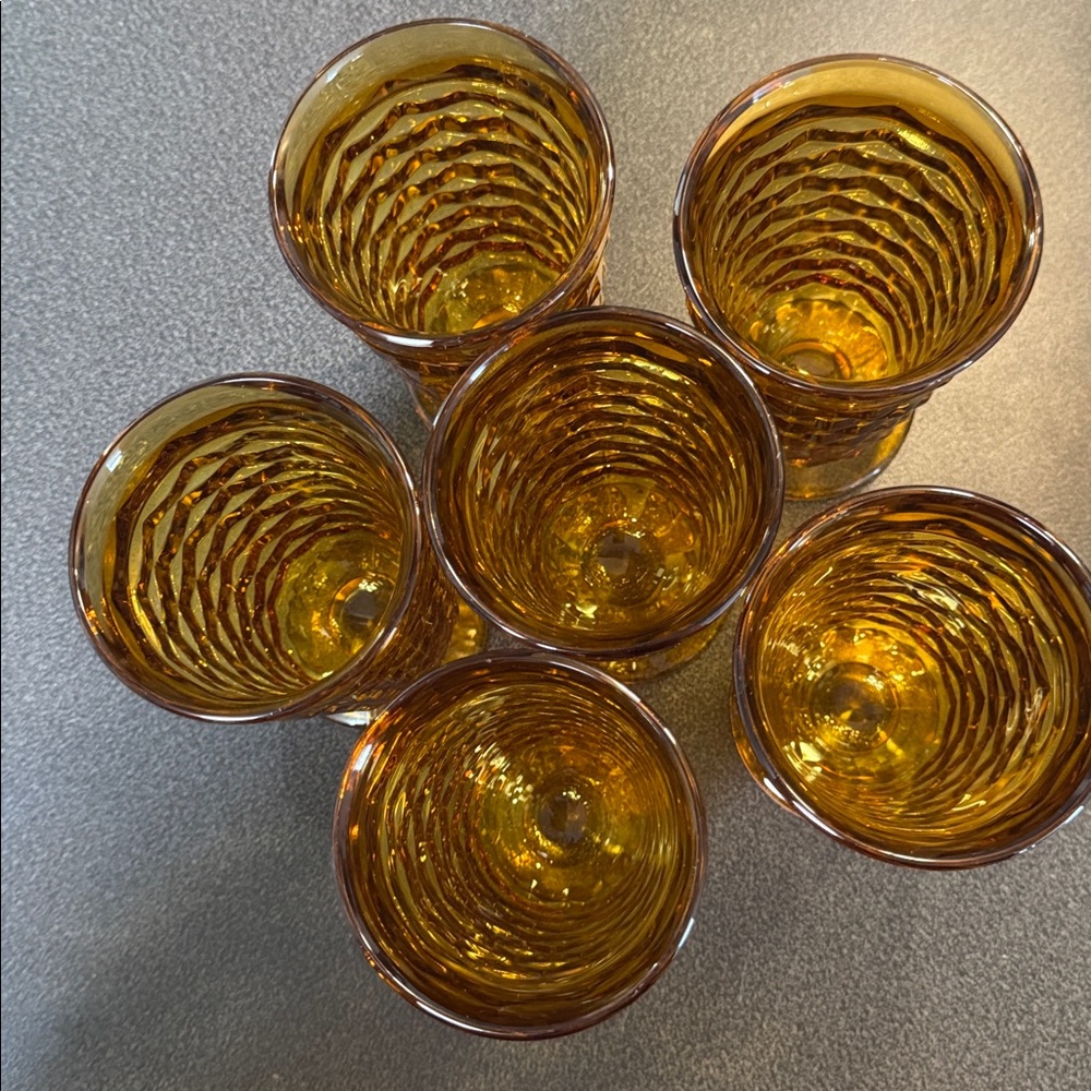 Vintage Indiana glass Whitehall Amber Glass Tumblers Set - Picture 3 of 3